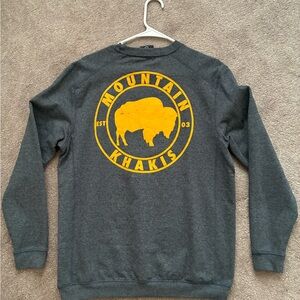 Men’s Mountain Khakis Charcoal Crewneck with Yellow Emblem